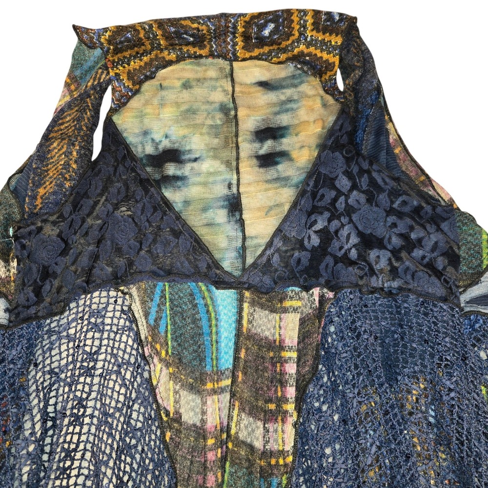 Adore Mixed Media Vest Top Multi Print Patchwork Crochet Boho ADO-H201871 M